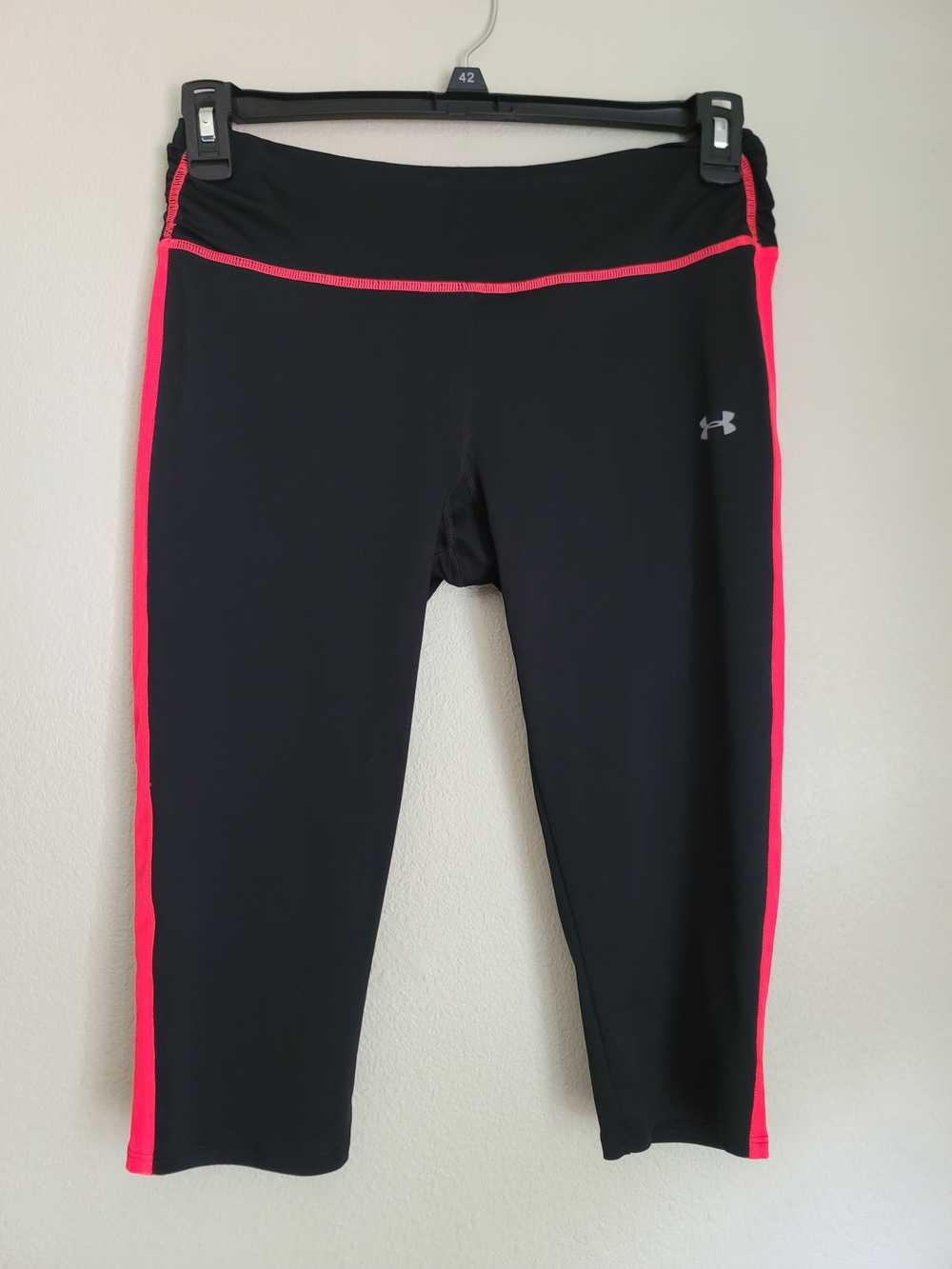 Under Armour Women's Black Capri Leggings with Pink Trim